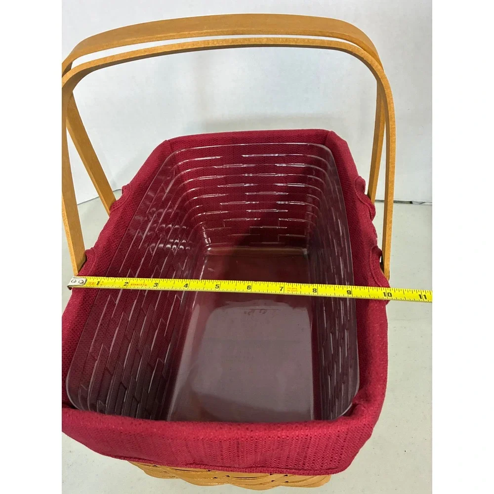Longaberger‎ 2009 Handwoven Basket with Burgundy Liner and Plastic Protector